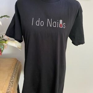 I Do Nails Rhinestone T Shirt Size Large